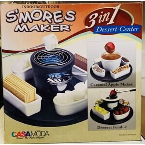 3 in 1 Casamoda S'mores Maker Indoor Outdoor Ceramic Vintage 2005 #CM10463 NIB